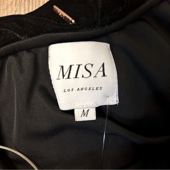 Misa Los Angeles NWT Mielle Black Velvet Ruffle One Shoulder Top - Picture 3 of 12